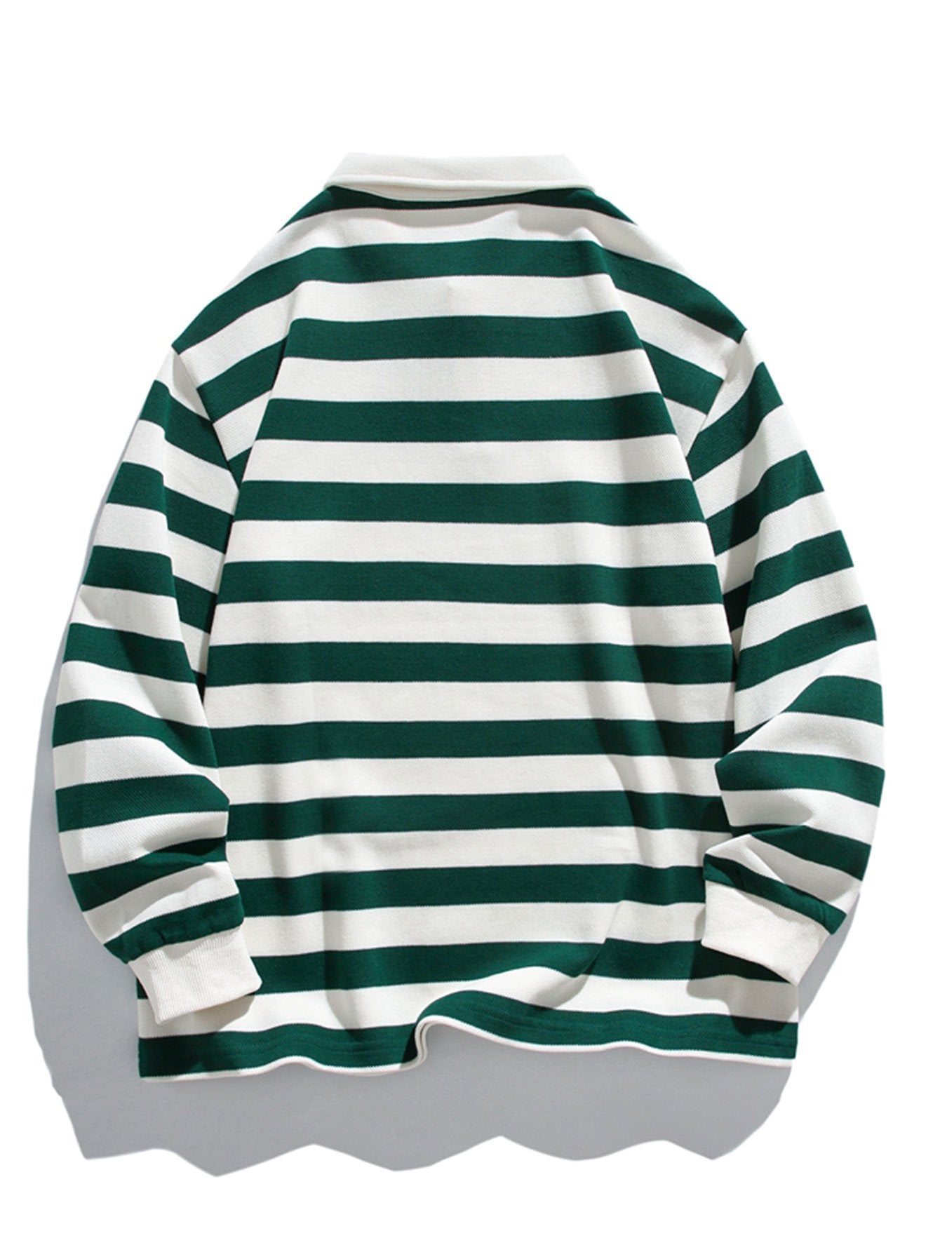 Relax Fit Waffle Striped Polo Sweatshirt
