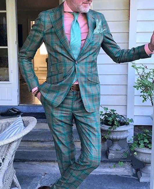 Retro Plaid Print Notch Lapel One Button Blazer & Straight Pants 2Pcs Set